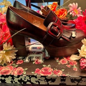 Jeffrey Campbell Black and Red Platform Loafers